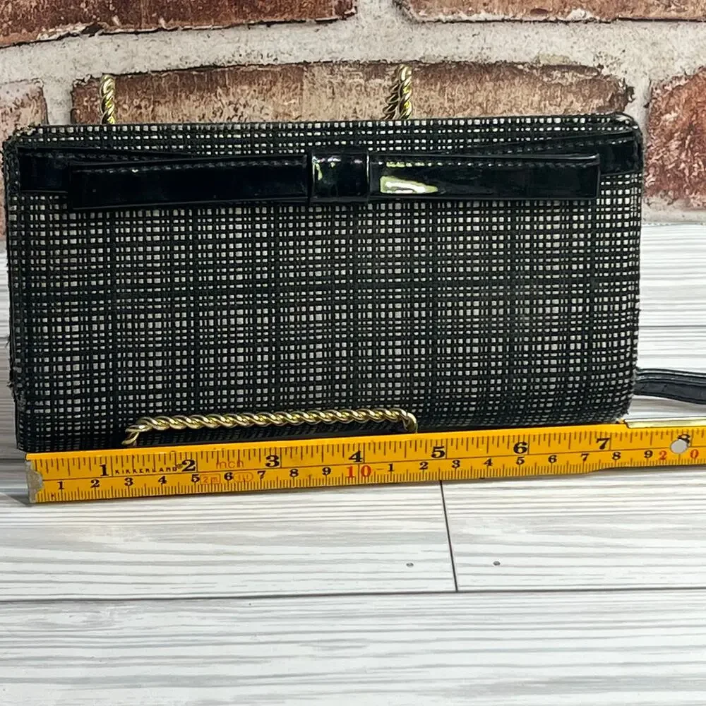 HTF Kate Spade Ruthie Park Mara Wallet Wristlet Black An Cream Black Patent Trim